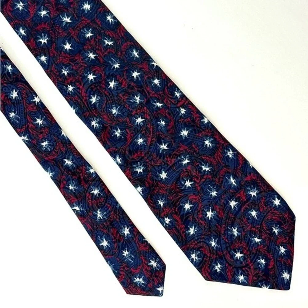 Christian Dior Silk Navy Red White Tie